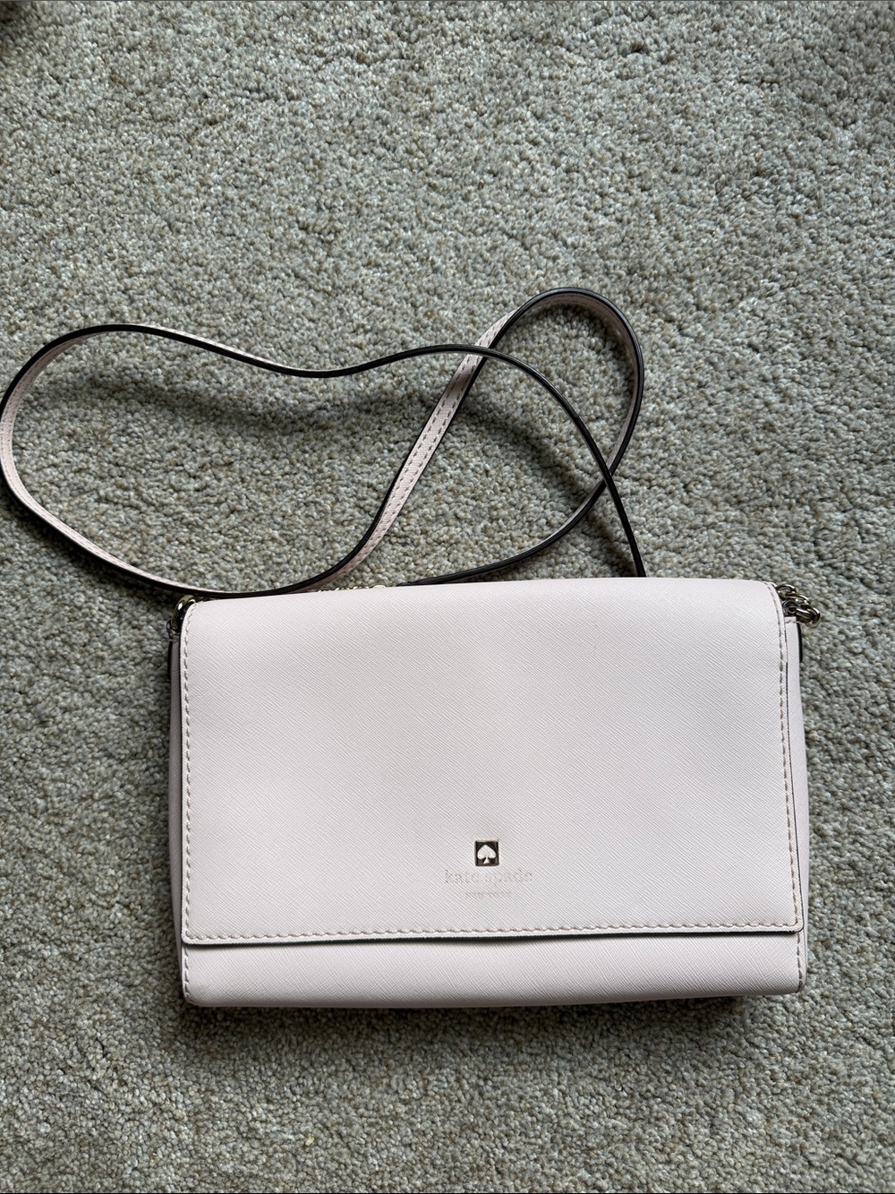 kate spade light pink Saffiano Leather Crossbody with Chain Accent